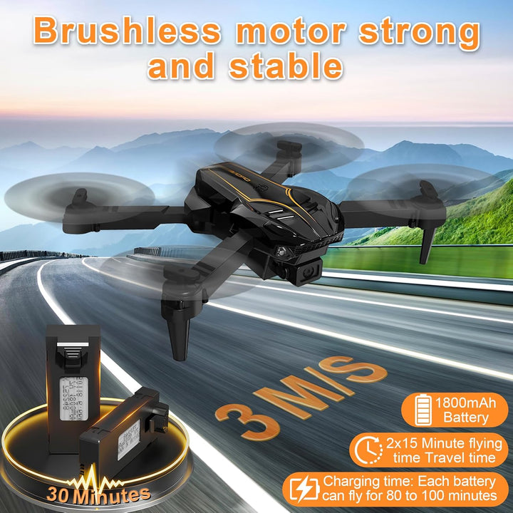Reichweite faltbare Drohne mit Kamera für Anfänger – 60+ Min.Flugzeit,WiFi FPV Quadrocopter mit 4K H