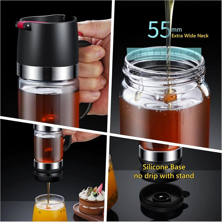Honigspender Glas, 9 oz Tropfsicheres Honigglas mit Griff, Tropfsicherer Glas-Honigspender mit Halte