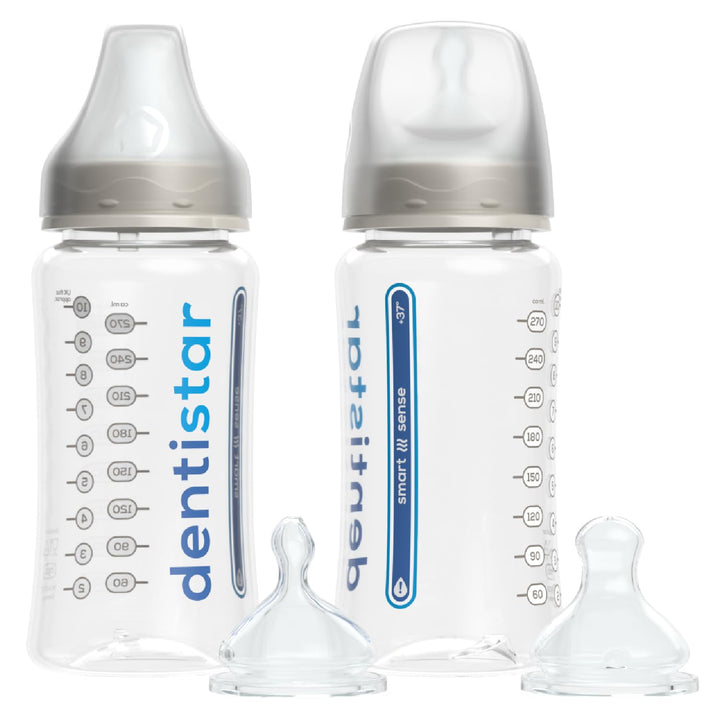 dentistar Babyflaschen - Smart Sense Baby Flaschen 2er Set mit Temperatur Kontrolle und 270ml Kapazi