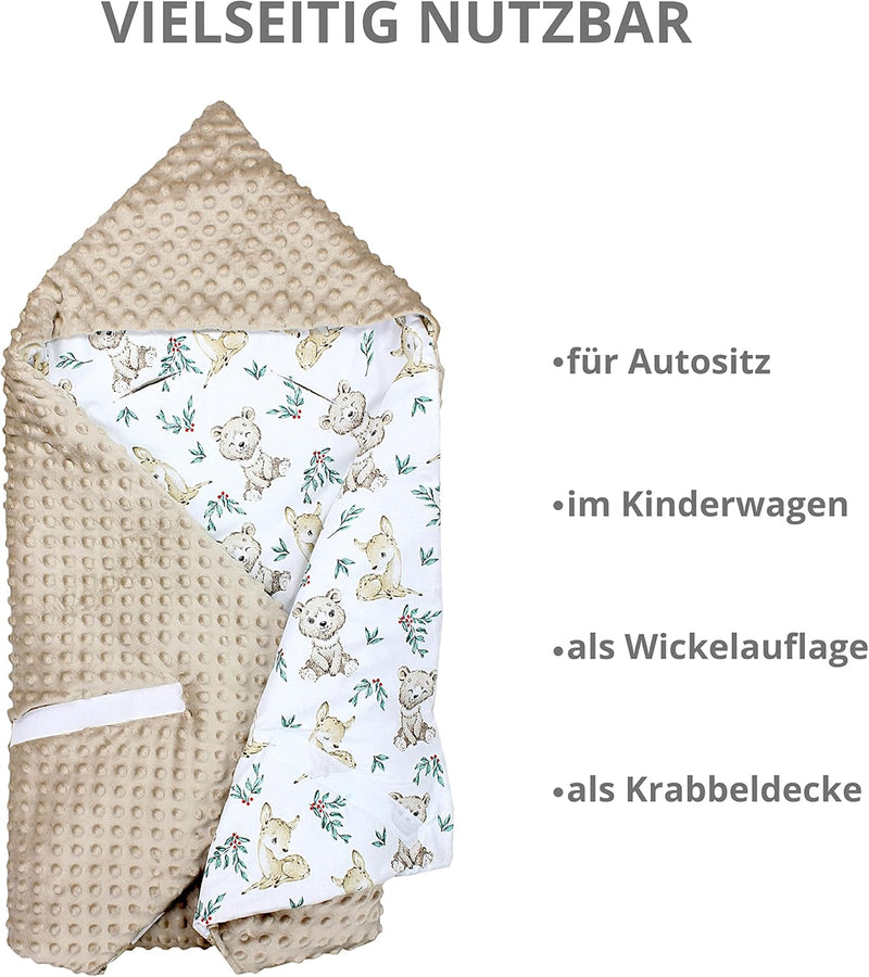 TupTam 2er Set Baby Decken Einschlagdecke 85x85 cm für Autositz Babyschale Babydecke Wiegendecke Min