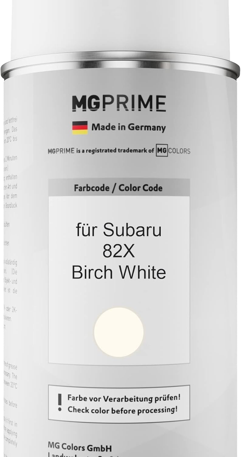 MG PRIME Autolack Sprühdosen Set für Subaru 82X Birch White Basislack Klarlack Spraydose 400ml