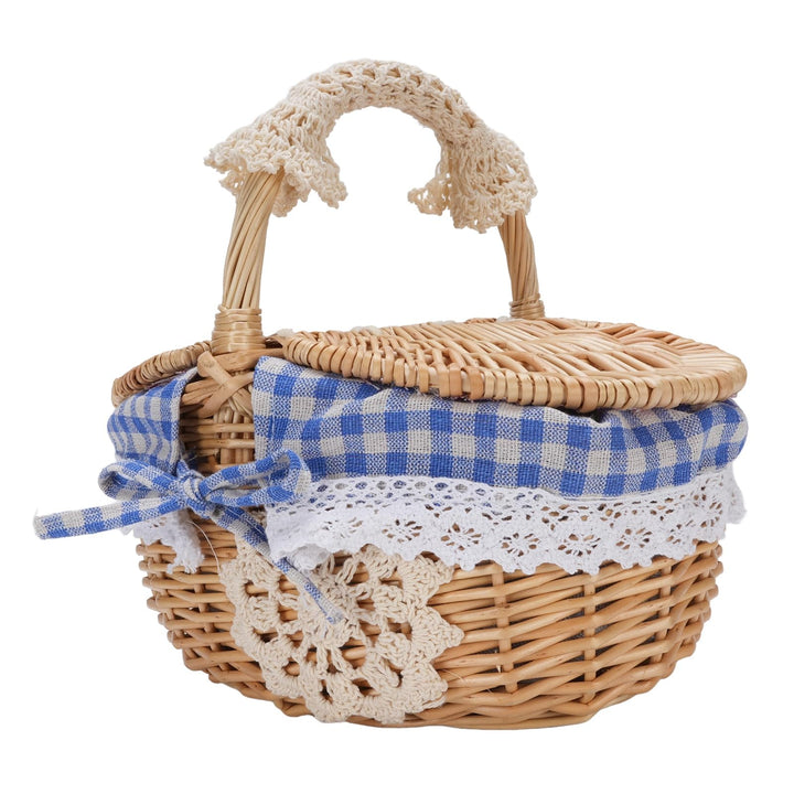 Weidenpicknickkorb mit Deckel und Griff, Picknickkorb für Camping -Gemüse -Pickeln, Doppelöffnungsde