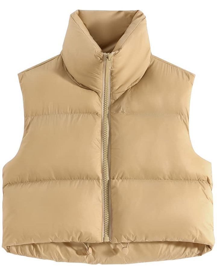fuinloth Damen Weste Kurz Stehkragen Steppweste Warm Winter Crop Puffer Weste mit Reissverschluss Är