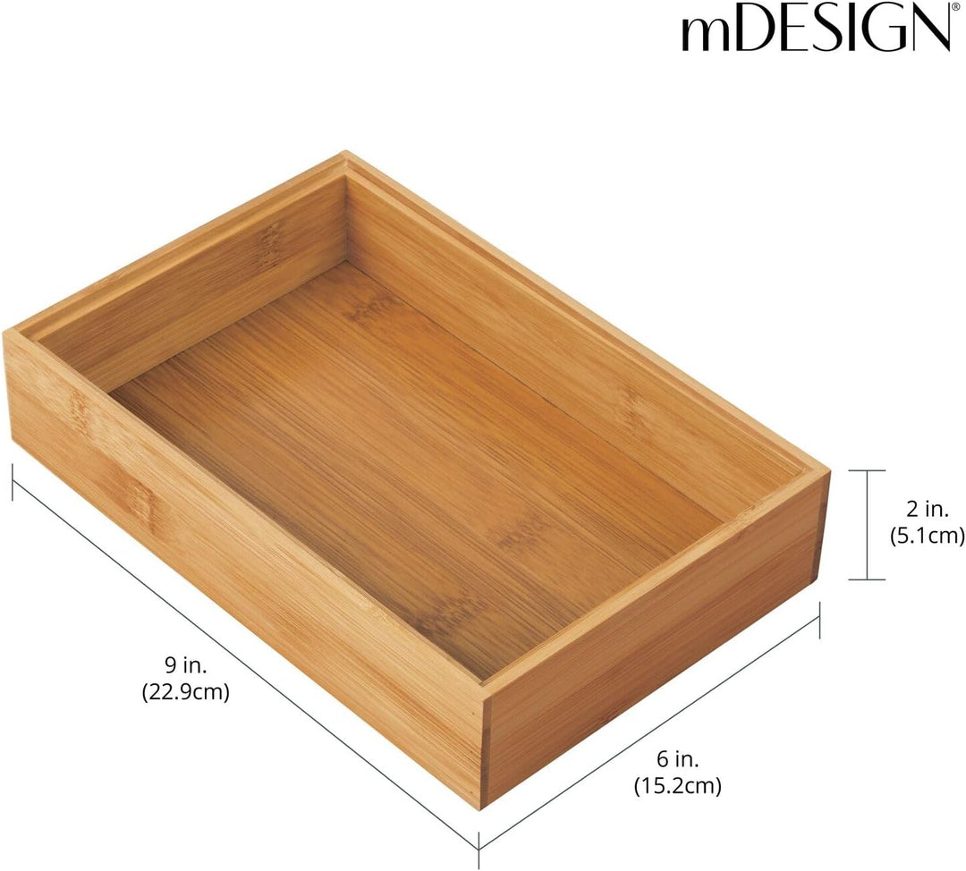 mDesign 6er-Set Aufbewahrungsbox für die Küche – grosse Schubladenbox aus Bambus – stapelbarer Schub