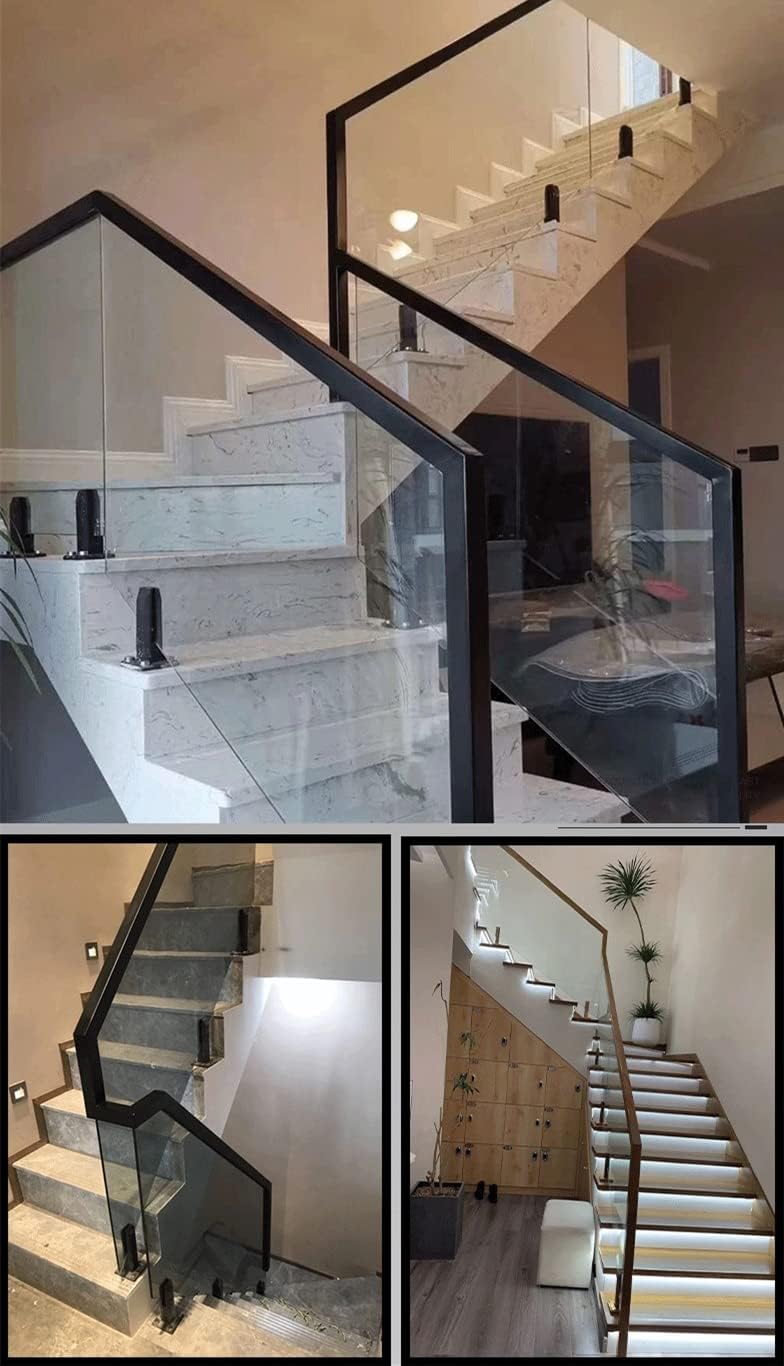 Stehende Glasklemme Schwarz, Grosse Glasklemme aus 304 Edelstahl, Glashalter für Treppen,Halterung f