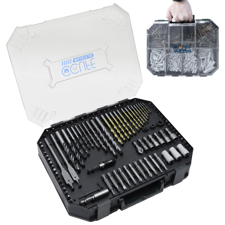 CCLIFE Bohrer Set Gemischt 400tlg für Holz, Metall, Stein, Kunststoff, Ziegel, Schraubendreher-PH PZ