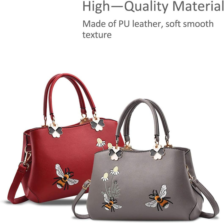 NICOLE&DORIS Handtaschen Damen Mode Schultertasche Geldbörse Retro Umhängetasche Frau Tote Stickerei