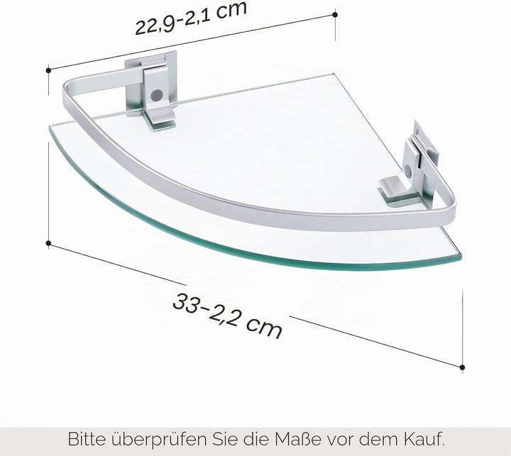 KES Glasregal Eckregal Badregal Glas Duschablage zum Hängen 8mm Badezimmer Wandregal Dusche Glas Abl