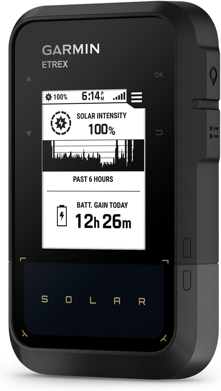 eTrex Solar GPS-Handgerät mit Solarladung, 2,2" Display - Kompass, Tracback, Geocaching Modus, Multi