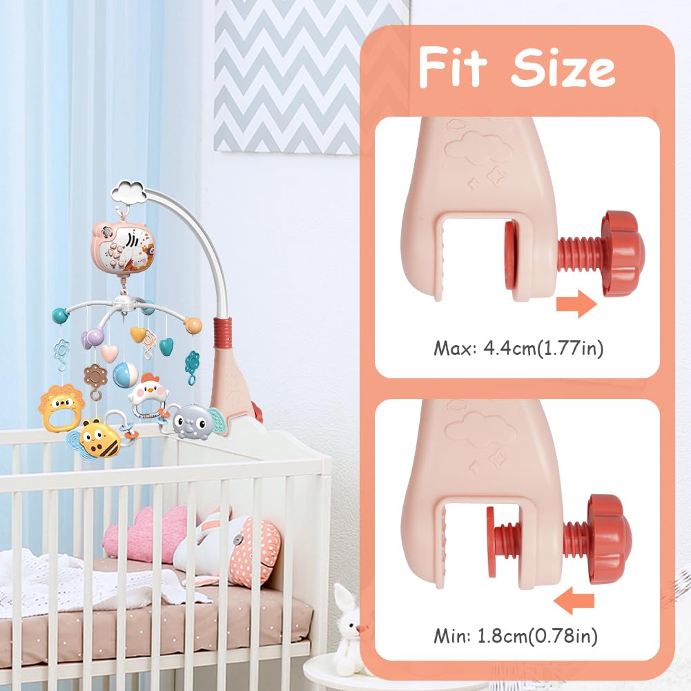 Aolso Babybett-Spielzeug, Mobile für Babybett, Baby Einschlafhilfe Musikspielzeug mit süssen Tieren,