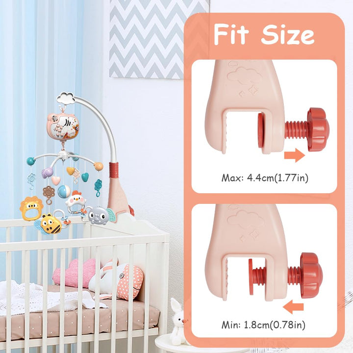 Aolso Babybett-Spielzeug, Mobile für Babybett, Baby Einschlafhilfe Musikspielzeug mit süssen Tieren,