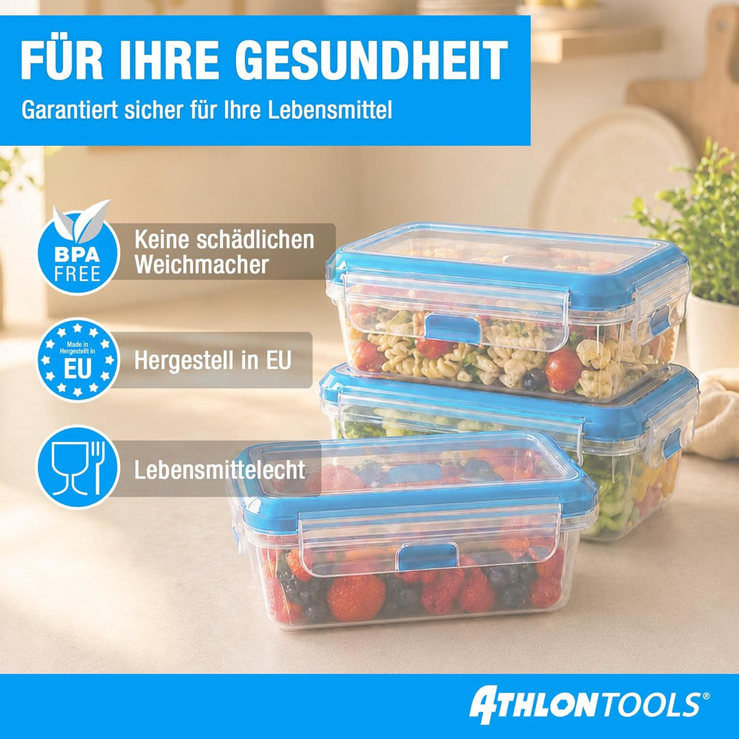 ATHLON TOOLS 4x 2L Frischhaltedosen-Set - 100% luftdicht und auslaufsicher -40 bis +100 Grad - für a