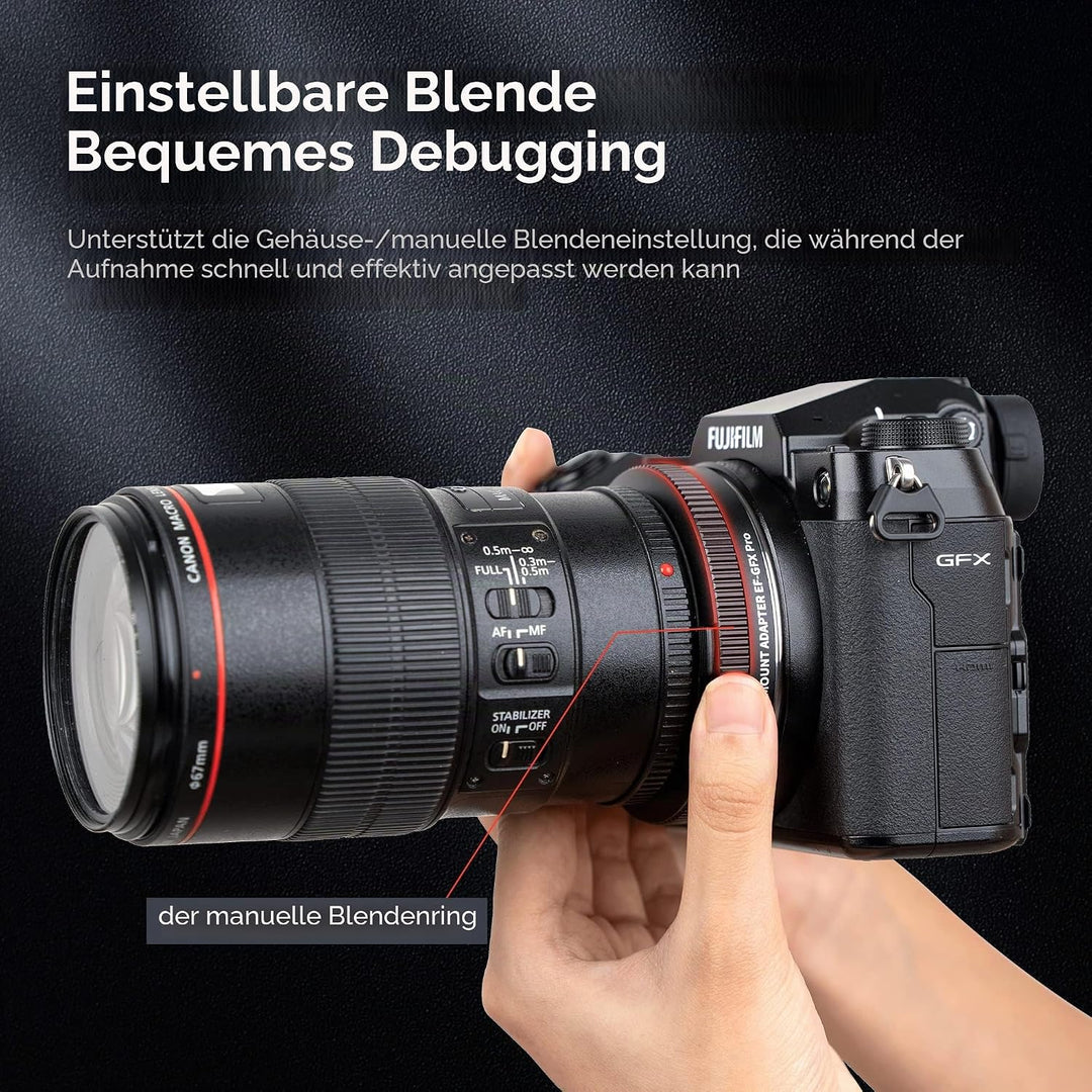 VILTROX EF-GFX Pro Objektiv Adapter Autofokus Objektivadapter mit Manuellem Blendenring Objektiv Kon