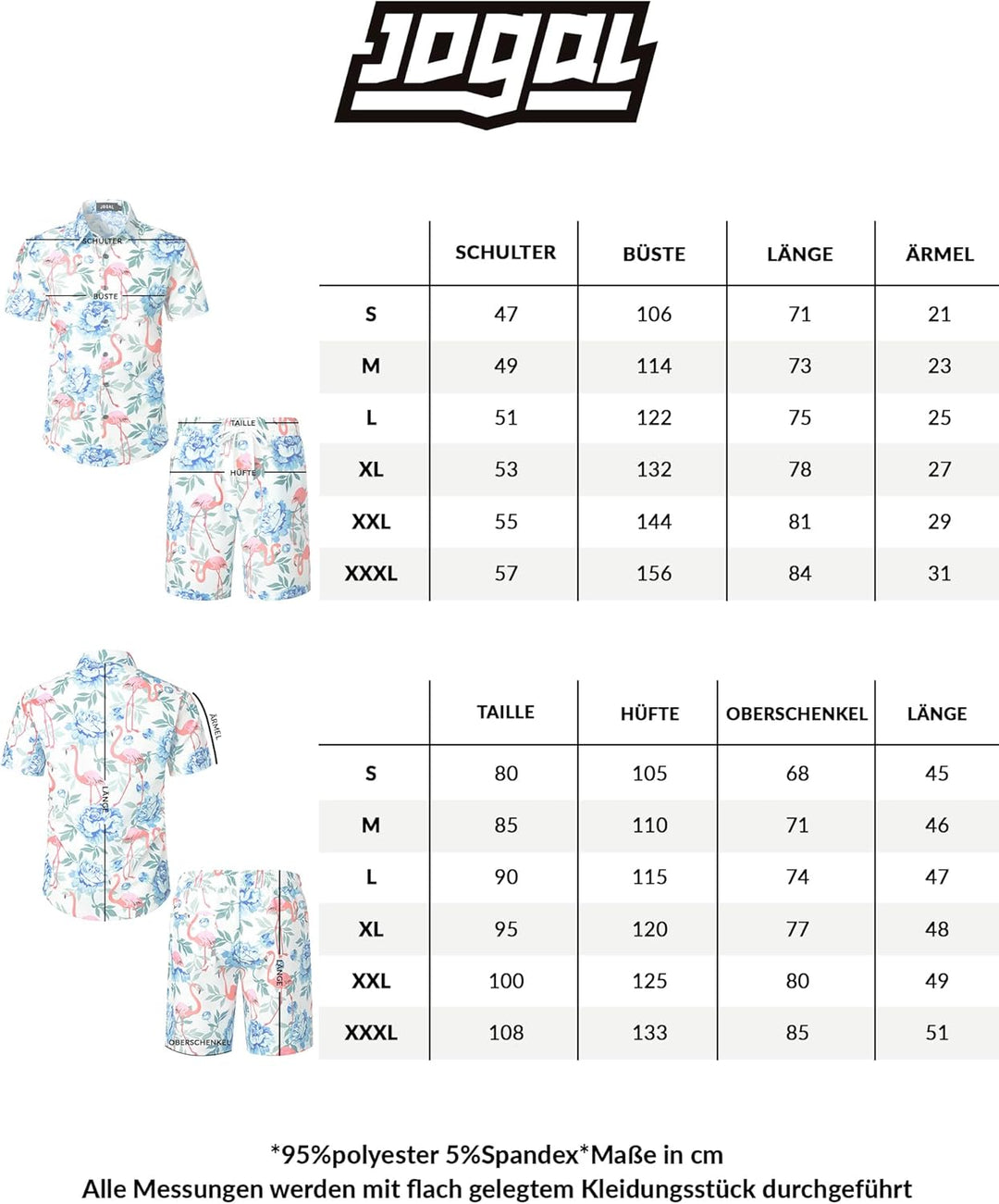 JOGAL Herren Hawaii Hemd Männer Flamingo Kurzarmhemd und Kurze Hose Set Strand Outfit Sommerhemd Für