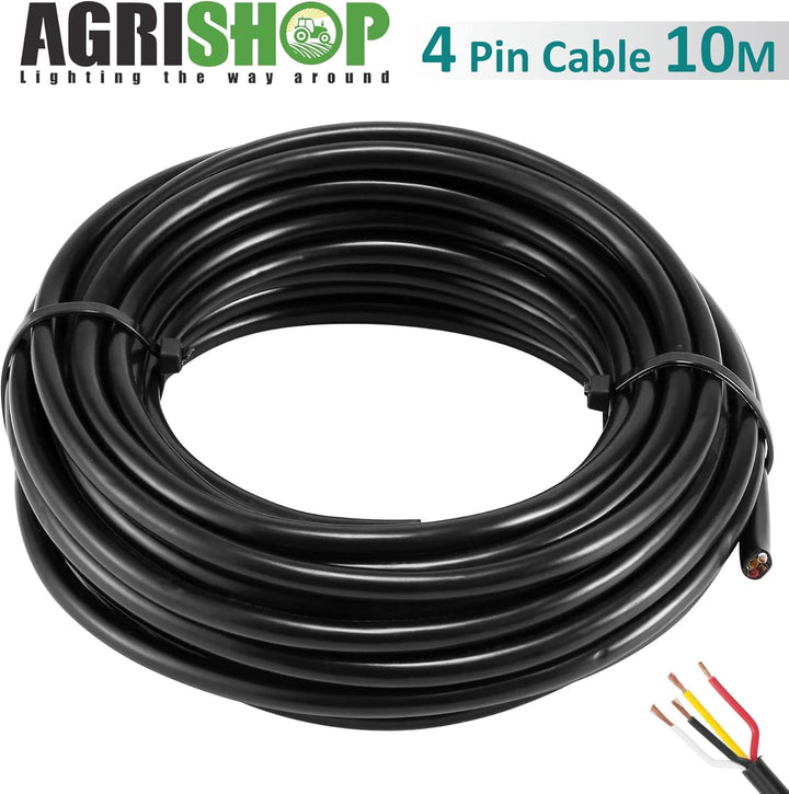 AGRISHOP Fahrzeugleitung 4 x 0,75 mm² 10M 12v 24v,Rundkabel,Automotive 4-adriges Kabel,Anhängerkabel