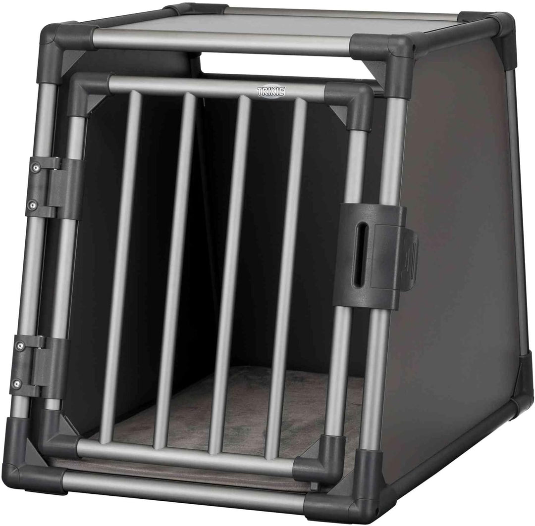 TRIXIE Hunde-Transportbox, Aluminium, M: 55 x 61 x 74 cm, grafit, stabil und geräuscharm, rutschfest