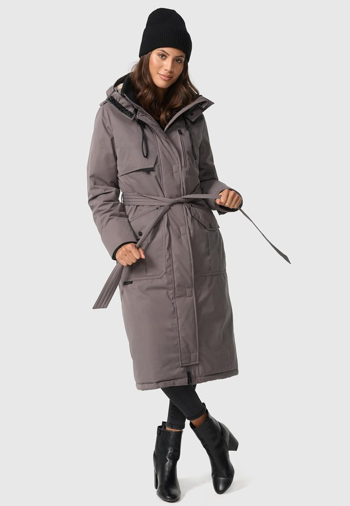 Navahoo Damen Wintermantel Warmer Parka lang mit hohem Kragen und weicher Kapuze Hokulanii XS-XXL M