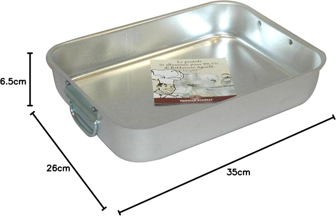 Pentole Agnelli Family Cooking rechteckiger Aluminium-Bräter mit blickdichtem Finish, Länge 35 cm, S