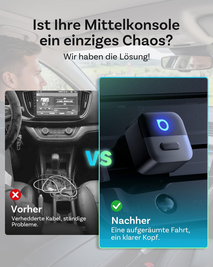 OTTOCAST Mini Pico 2026 Verbesserte, 2 in 1 Wireless CarPlay & Android Auto Adapter mit USB-A/C-Adap
