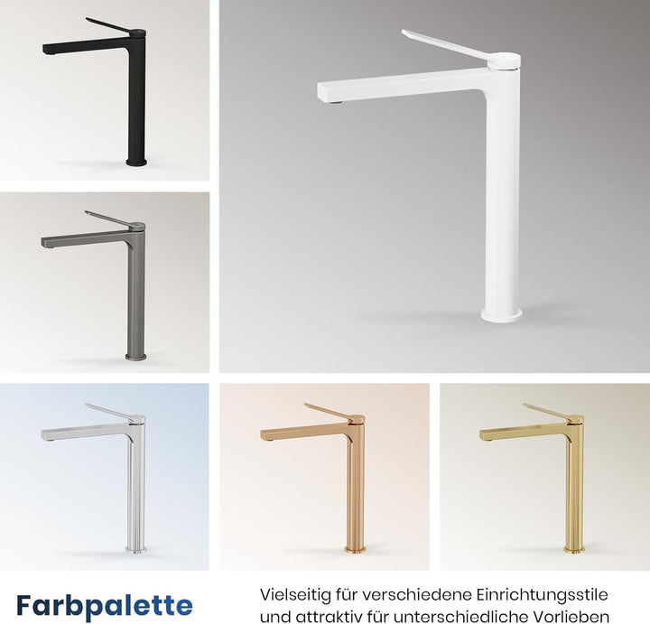 EMKE Wasserhahn Bad Weiss Matt, 335 x 233 x 46 mm, Messing, Keramikkartusche, Badarmatur, Mischbatte