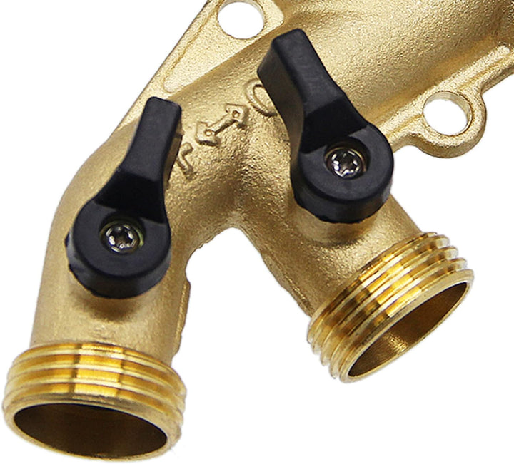 ATDAWN 4-Wege-Schlauchverteiler aus Messing, 1,9 cm (3/4 Zoll) Messingschlauch-Wasserhahn-Verteiler,