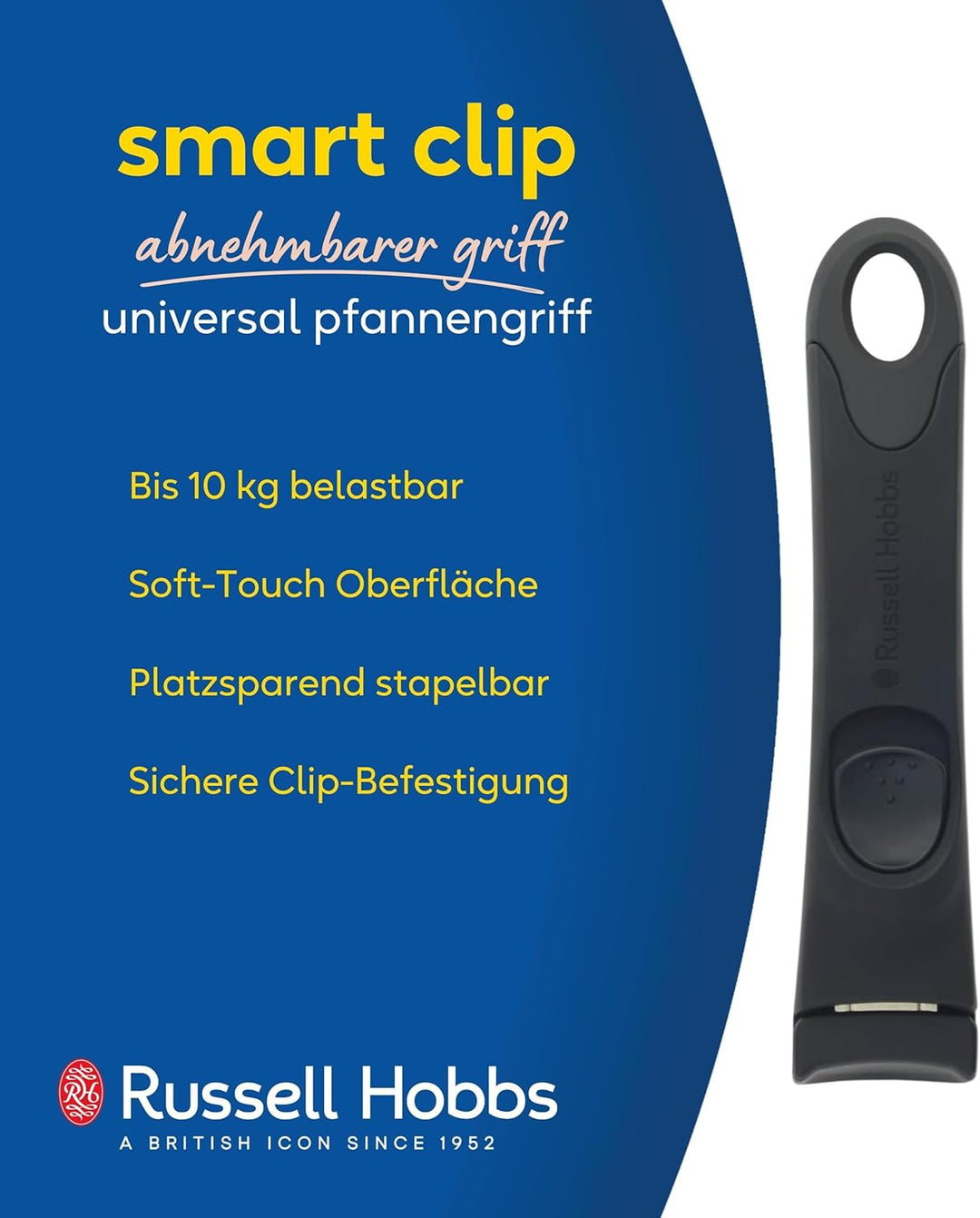 Russell Hobbs Smart Clip Pfannengriff – Abnehmbarer Griff für Smart Clip Bratpfannen, Töpfe & Sets,