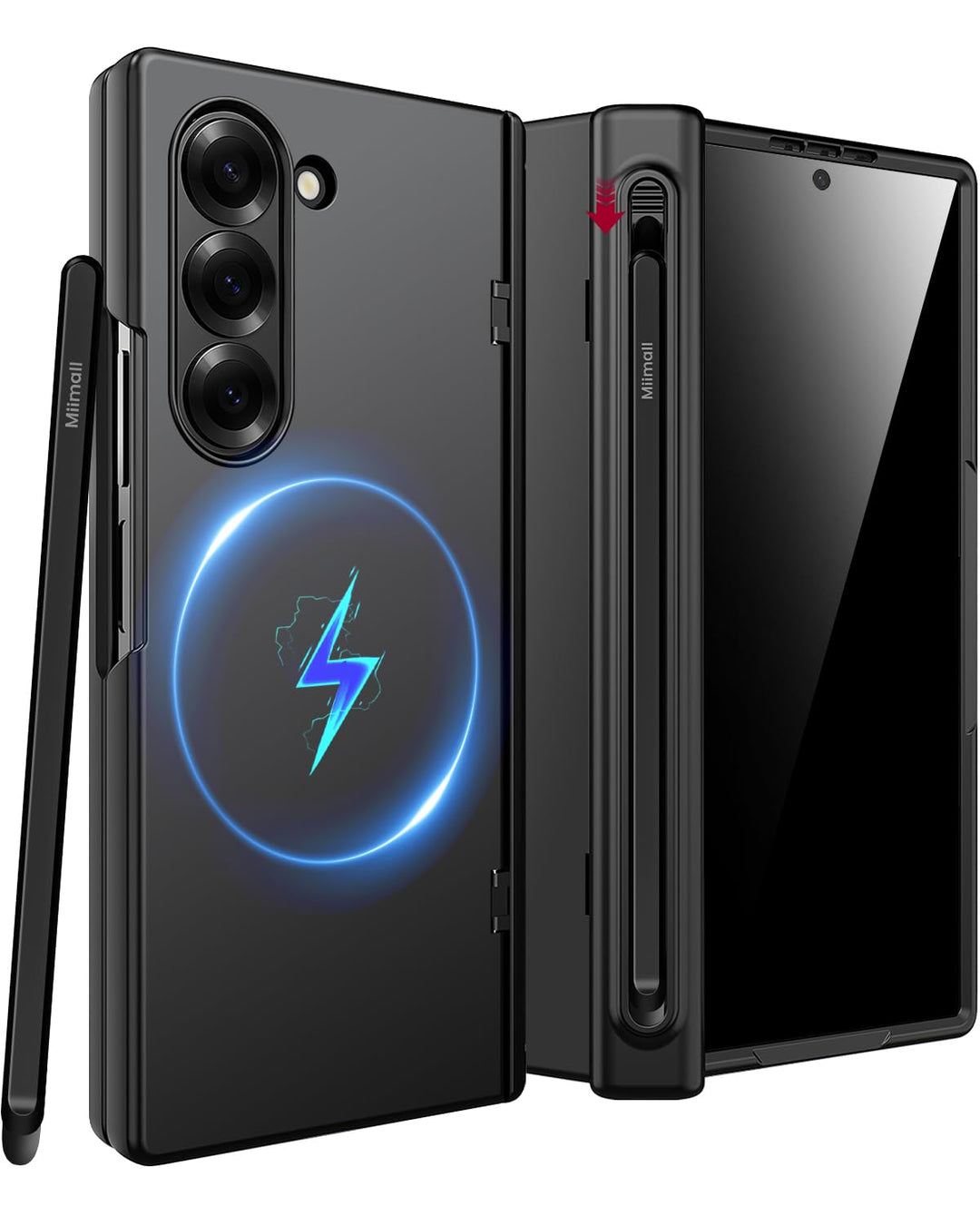 Miimall Magnetisch Hülle Kompatibel mit Samsung Galaxy Z Fold 6 Hülle mit S-Pen &Stifthalter, [Anti-