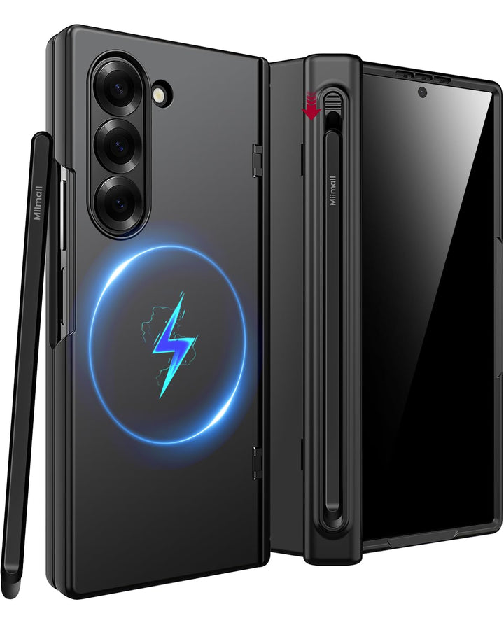 Miimall Magnetisch Hülle Kompatibel mit Samsung Galaxy Z Fold 6 Hülle mit S-Pen &Stifthalter, [Anti-