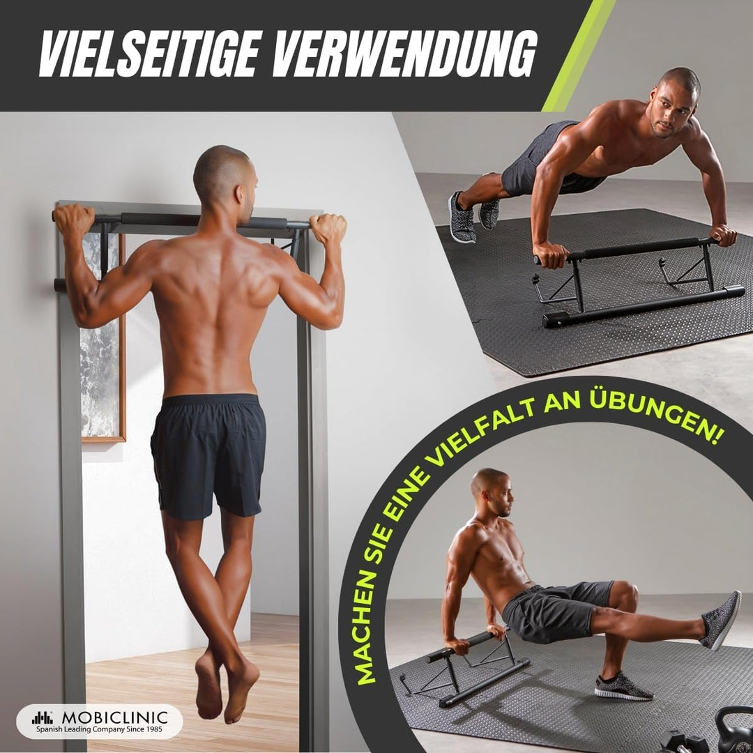 Mobiclinic® fitness, Klimmzugstange türrahmen, Werkzeuglos, K5, Max. 200 kg, Mit elastischen, Rutsch