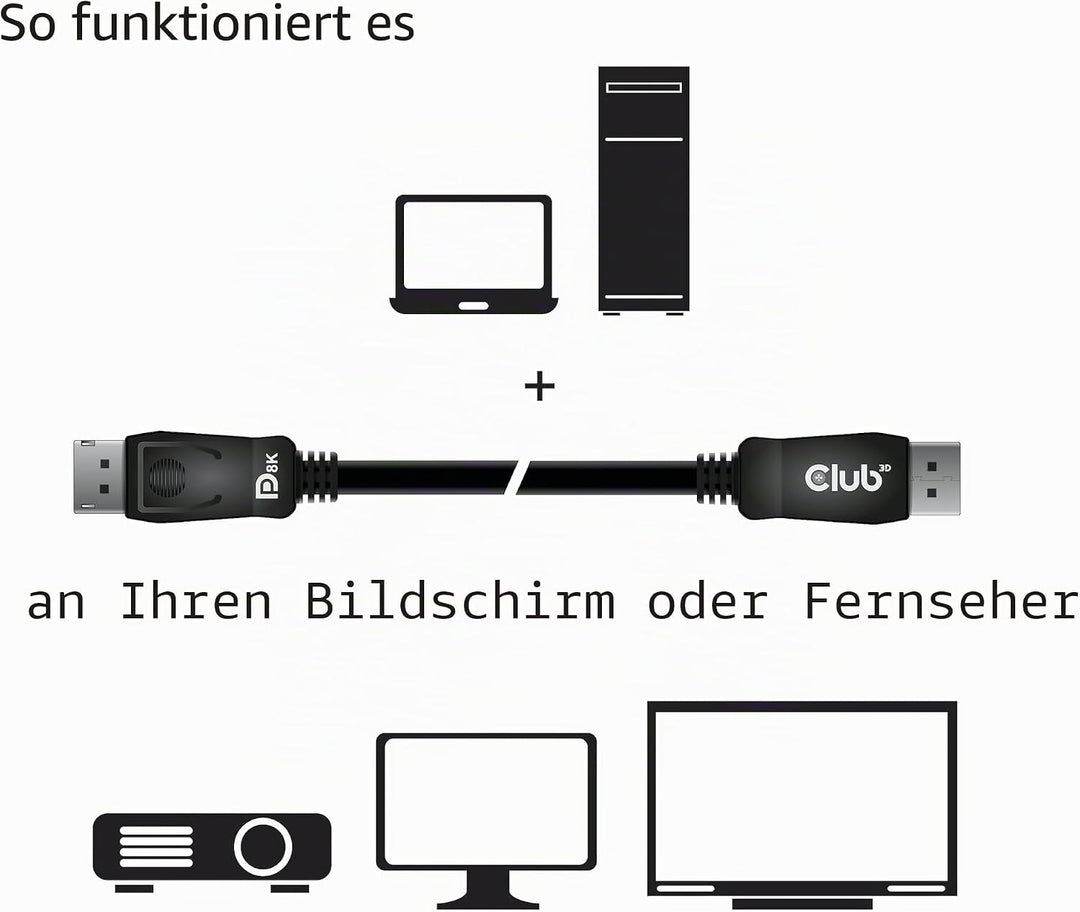 Club3D DisplayPort-Kabel 1.4 HBR3 32,4Gb/s 1m 8K60Hz St/St CAC-2067, CAC-2067