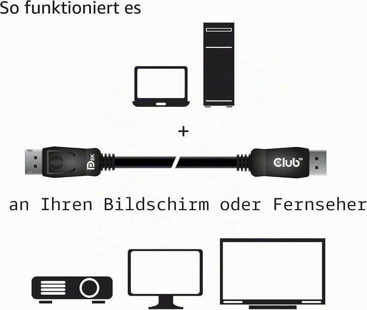 Club3D DisplayPort-Kabel 1.4 HBR3 32,4Gb/s 1m 8K60Hz St/St CAC-2067, CAC-2067