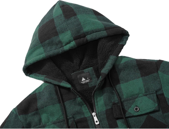 JACKETOWN Hemdjacke Kariertes Herren hoodies Flanelljacke Warm Thermohemd Herren Holzfäller Jacke Ve