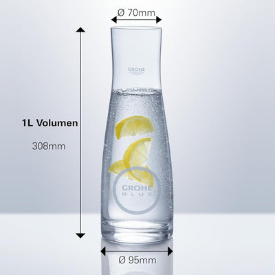 Grohe Blue Fizz - Wassersprudler inkl. Glaskaraffe (Glaskaraffe: 1l Volumen, 3 einstellbare CO2 Stuf