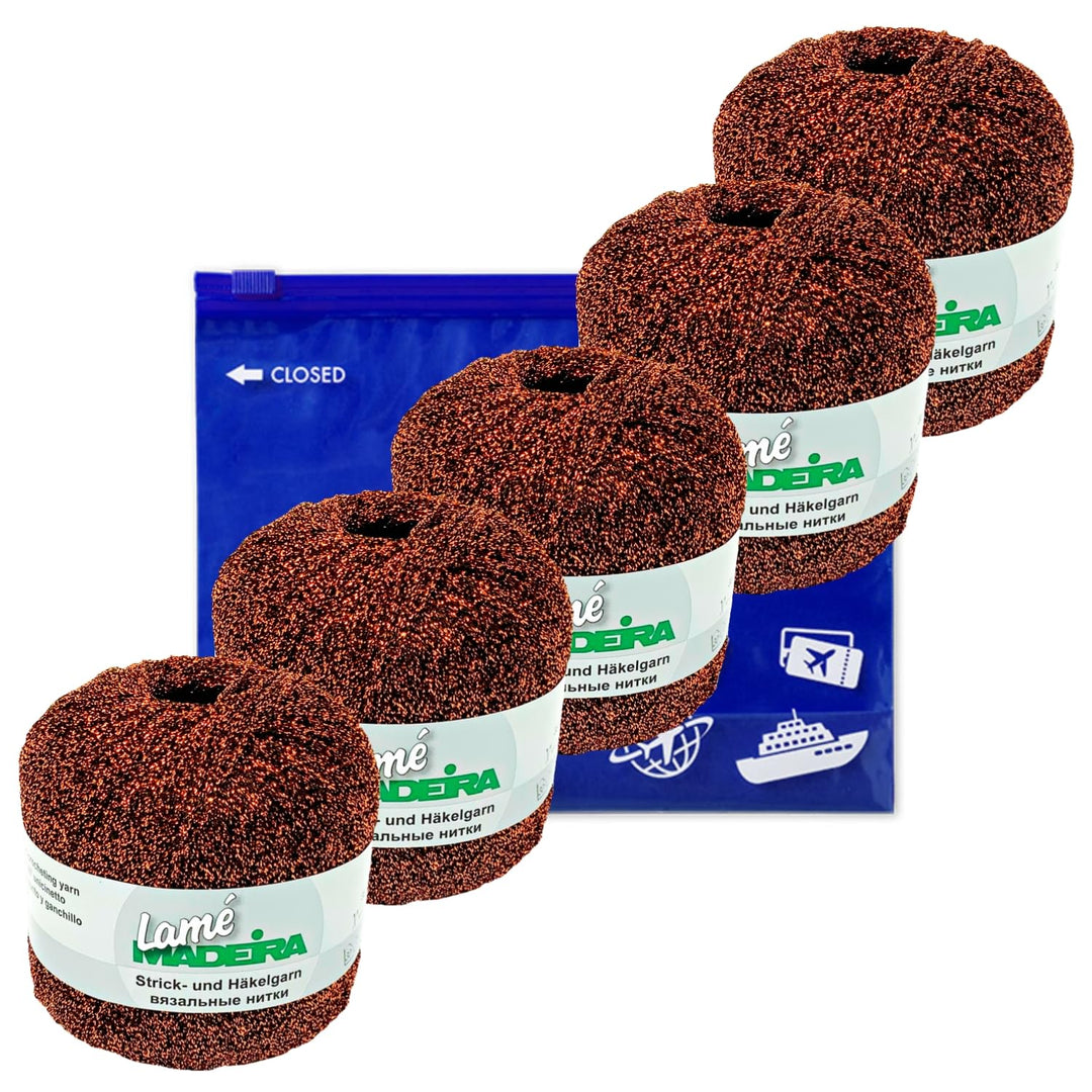 Glitzergarn Haekelgarn Strickgarn metallisiertes Häkelgarn Madeira Lamé 5x25g Farbe 427 kupfer, 427