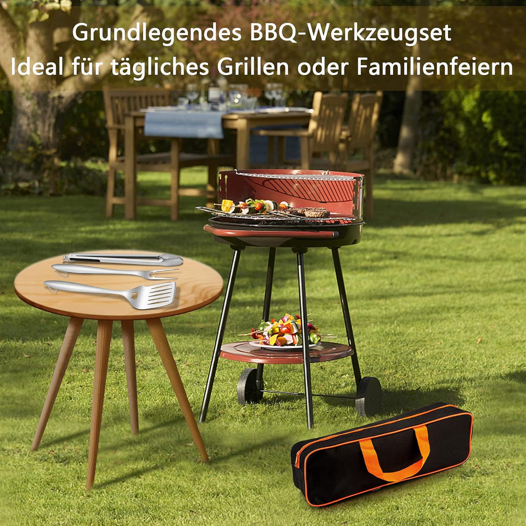 Herogo Grillbesteck Set, 6-teilig Edelstahl Grill Zubehör mit Tragetasche, Grillwerkzeug-Set mit Zan