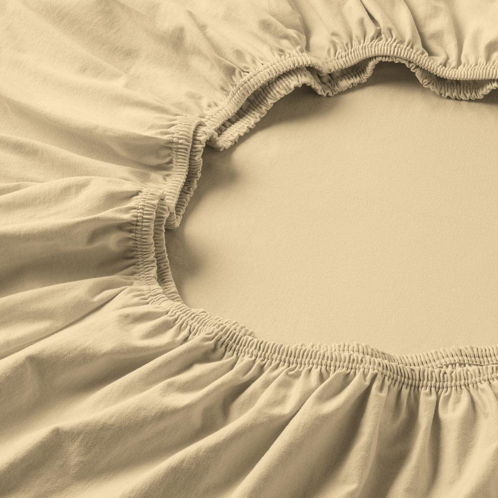 ESTELLA Topper-Spannbetttuch Zwirnjersey | Natur | 100x200 cm | passend für Topperhöhen von 7-10 cm