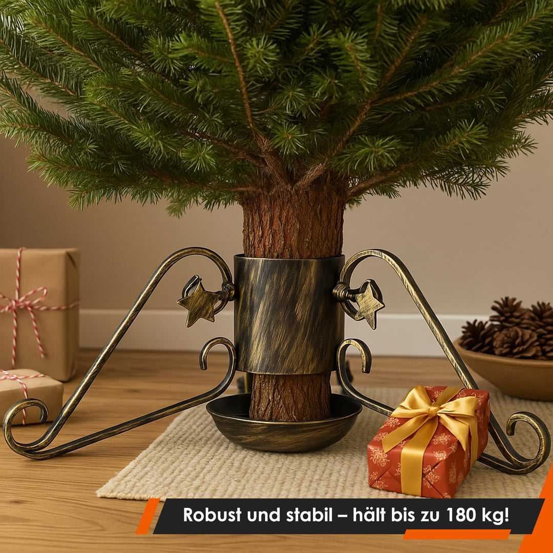 Alma Christbaumständer Weihnachtsbaum Ständer - 60x60x20 cm - Weihnachtsbaumständer mit Wassertank -