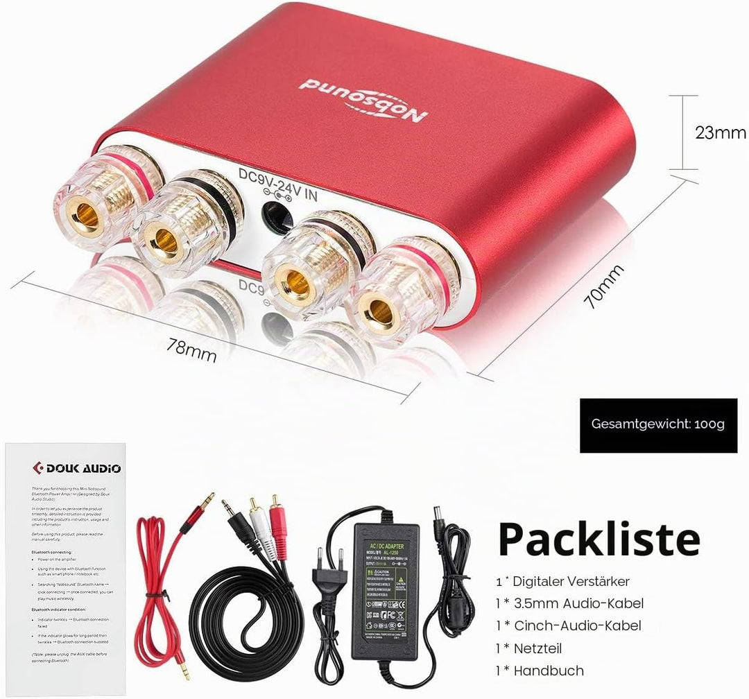 Nobsound NS-10G PRO Mini Verstärker, Hifi DSP 100W x 2 Digital Bluetooth 5.0, 2.0 Kanal Stereo Audio