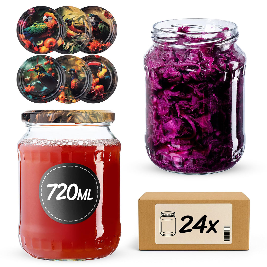 KADAX 24er Set Einmachgläser 720ml TO82, Grosse Sturzgläser mit Schraubdeckel, Einkochgläser Ferment