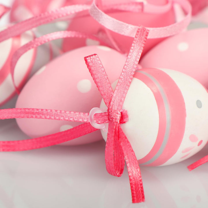 COM-FOUR® 36x Ostereier zum Aufhängen - Handbemalte Osterdeko mit tollen Mustern - Deko Ostereier in