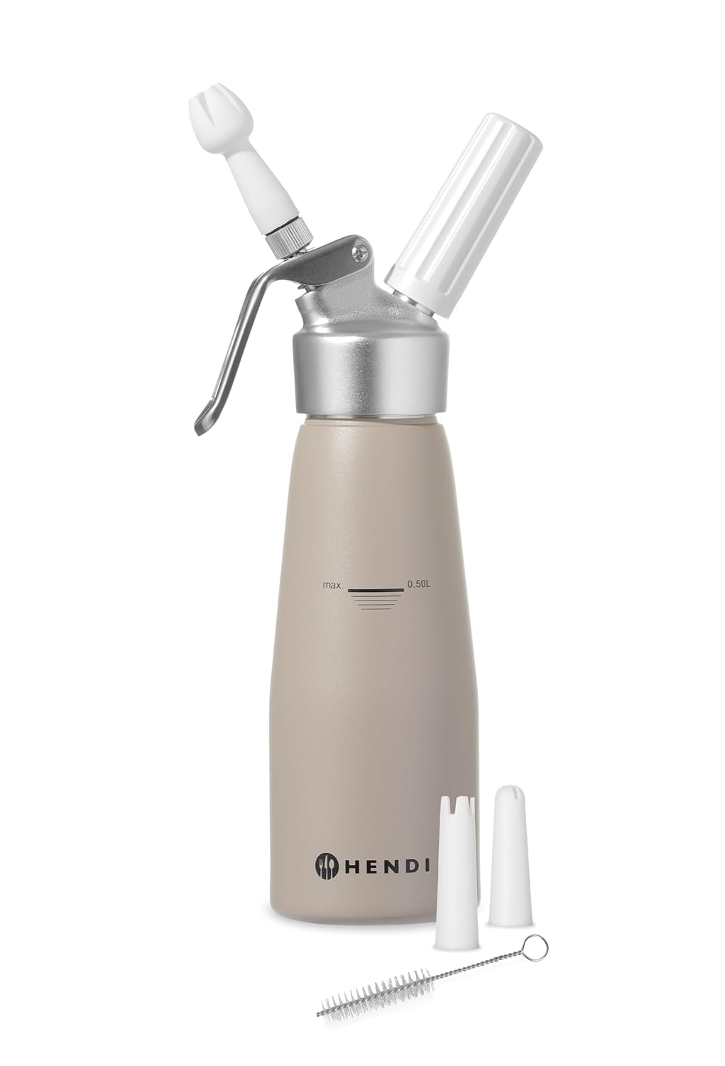 HENDI Sahnespender, Inklusive Set aus 3 Polypropylen Spritztüllen und Reinigungsbürste, Sahne-Mousse