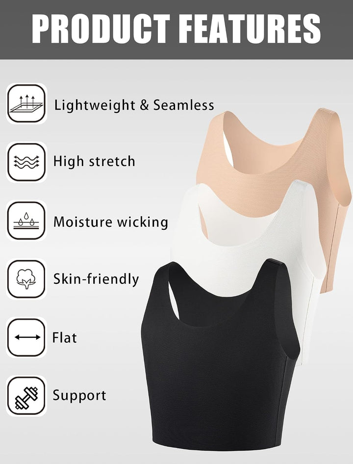 XUJI Brust Binder Trans FTM Atmungsaktive Kompression Nahtlos Top für Transgender 4XL Weiss, 4XL Wei