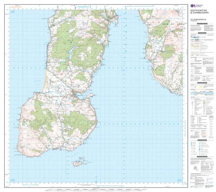 South Kintyre & Campbeltown (OS Landranger Map, Band 68), Karte