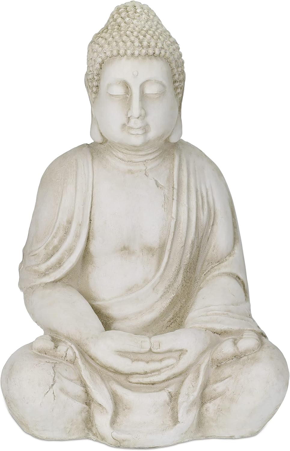 Relaxdays XXL Buddha Figur, grosser Gartenbuddha sitzend, 70 cm hoch, wetterfest & frostsicher, Gart