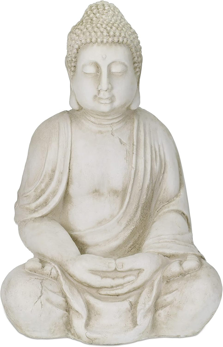 Relaxdays XXL Buddha Figur, grosser Gartenbuddha sitzend, 70 cm hoch, wetterfest & frostsicher, Gart