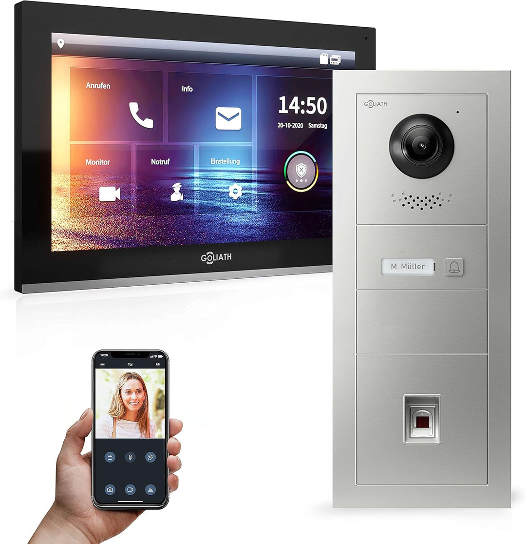 Goliath Hybrid - IP | Full-HD Video Türsprechanlage | App | 1-Fam | 1 x Full-Touchscreen 10" | Alumi