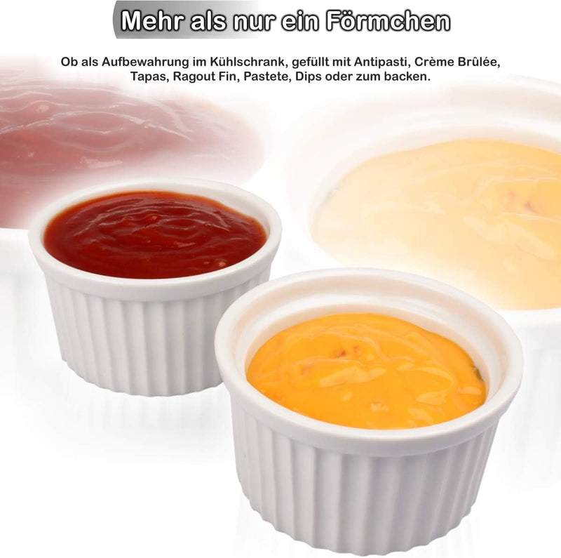 6x Schälchen Ø 9cm aus Keramik Ofenfest Creme Brulee Dessertschale Pasteten Tapas Soufflé Auflauf Fö