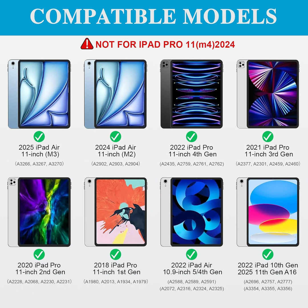 Tastatur Hülle für iPad Air 11 Zoll (M4 M3 M2 2026 2025 2024), Pro 11, iPad A16 11/10, Magnetische A