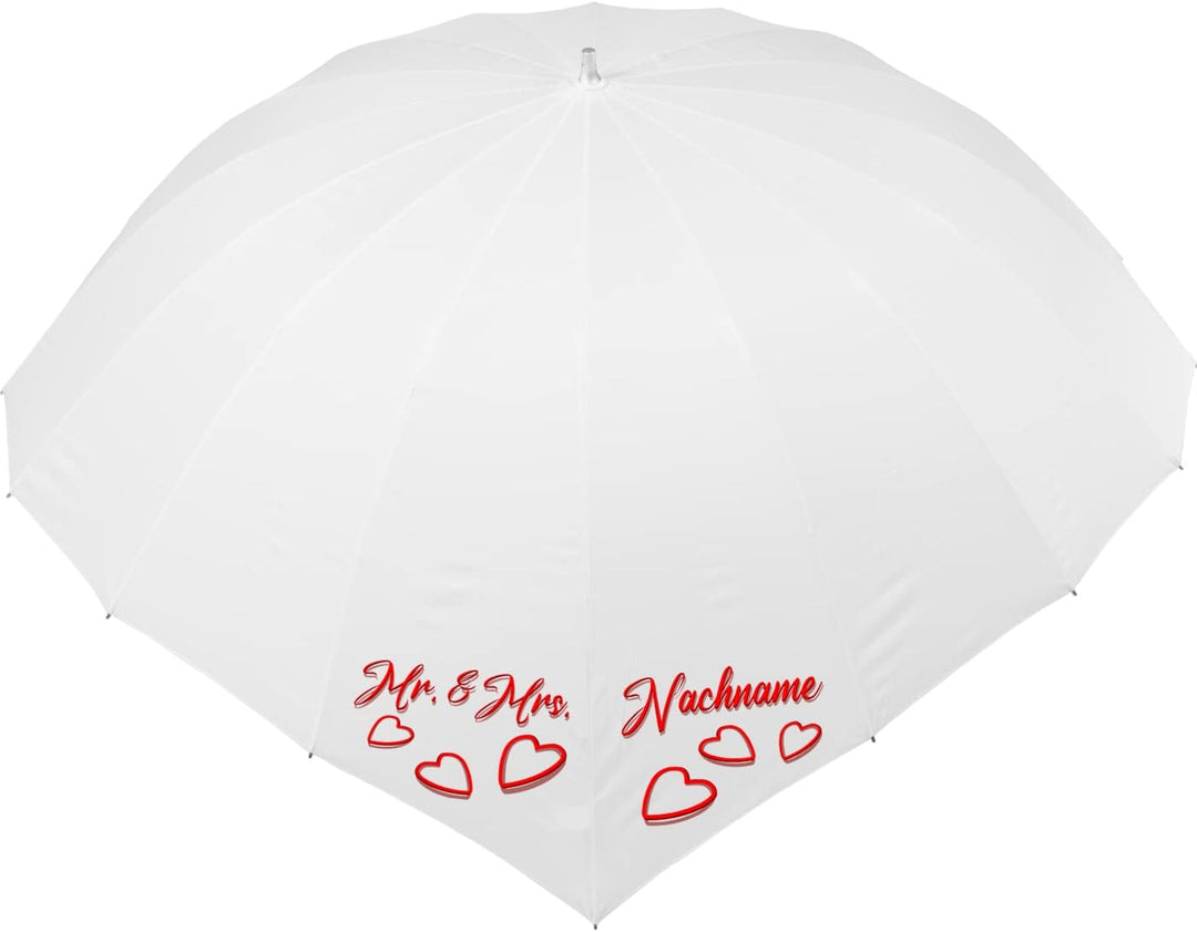 iX-brella Hochzeitsschirm Brautschirm Wedding Heart - personalisiert mit Name - Herzen - weiss oder