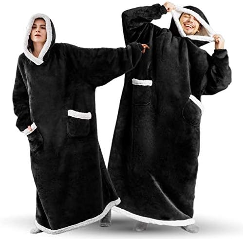 FEELJAM Decke mit Ärmeln und Kapuze, Hoodie Decke Erwachsenen-Ärmeldecke, Weich Warm Kuscheldecke mi